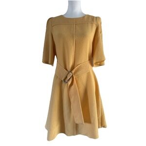 SeeBy Chloé Farfetch Women's Belted Shift Dress Yellow Marigold  38 6 M